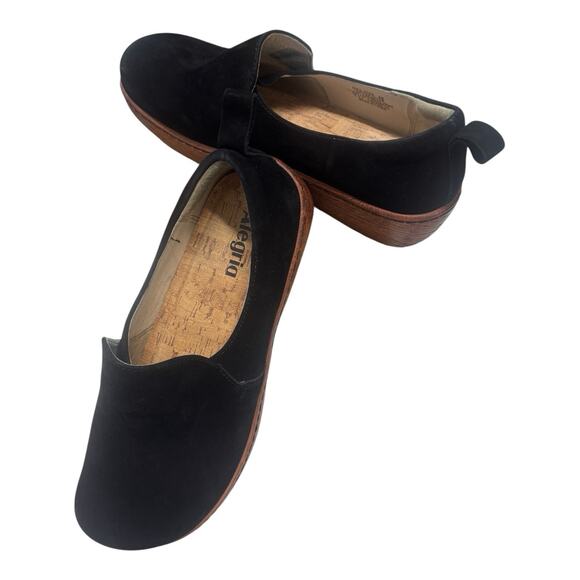 Alegria Shoes - Alegria Women's Orygin Leather Slip-Ons Black Suede Truffle EU 40 Walking Casual